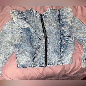 Forever 21 Denim Acid Wash Cropped Jacket